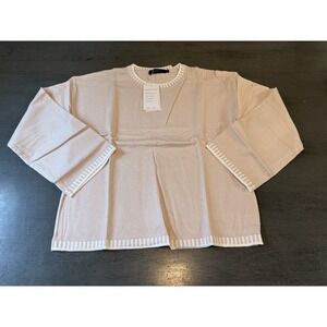 NEW beige ribbed ZESICA pull over sweater size small